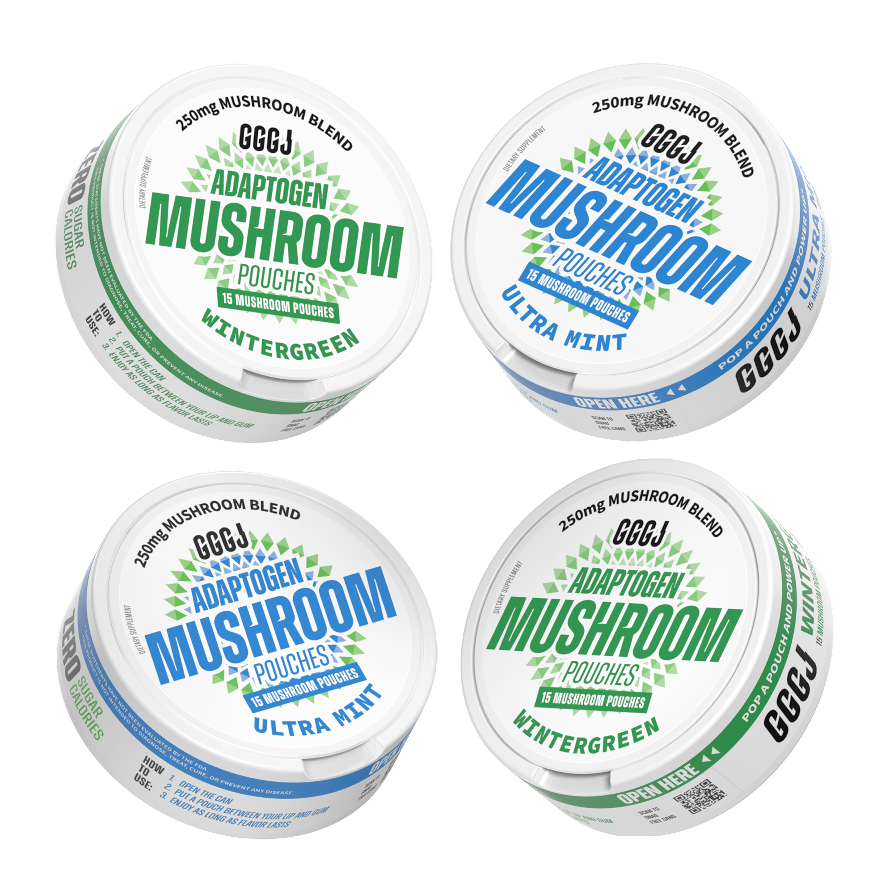 GGGJ Mushroom Pouches · Mint & Wintergreen (4 Pack) – GGGJ Pouches