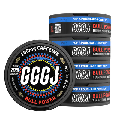 GGGJ Energy and Caffeine Pouches in 5-can packs, plant-based nootropic pouches with 
natural caffeine and Rhodiola, recommended by Joe Rogan and specialists as the best caffeine 
pouches for students, sports, video games, and long-term driving, to keep clarity, maintain focus 
and boost performance. GGGJ Pouches is now available with 10% discounts.