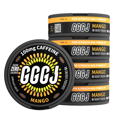 GGGJ Energy and Caffeine Pouches in 5-can packs, plant-based nootropic pouches with 
natural caffeine and Rhodiola, recommended by Joe Rogan and specialists as the best caffeine 
pouches for students, sports, video games, and long-term driving, to keep clarity, maintain focus 
and boost performance. GGGJ Pouches is now available with 10% discounts.