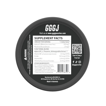 GGGJ Energy and Caffeine Pouches in 5-can packs, plant-based nootropic pouches with 
natural caffeine and Rhodiola, recommended by Joe Rogan and specialists as the best caffeine 
pouches for students, sports, video games, and long-term driving, to keep clarity, maintain focus 
and boost performance. GGGJ Pouches is now available with 10% discounts.