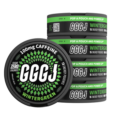 GGGJ Energy and Caffeine Pouches in 5-can packs, plant-based nootropic pouches with 
natural caffeine and Rhodiola, recommended by Joe Rogan and specialists as the best caffeine 
pouches for students, sports, video games, and long-term driving, to keep clarity, maintain focus 
and boost performance. GGGJ Pouches is now available with 10% discounts.